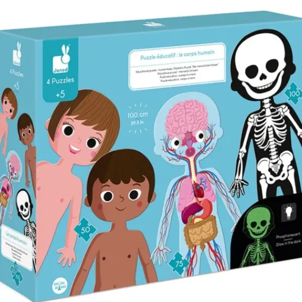 Janod Puzzles Enfants De 50 À 249 Pièces|4 Puzzles Éducatifs - Le Corps Humain