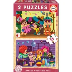Educa Puzzles Bois|2 Puzzles En Bois 16 Pieces Carnaval