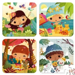 Janod Puzzle Bébé / Enfant|4 Puzzles Evolutif Les 4 Saisons