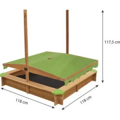 SUN and SPORT Bac A Sable En Bois Avec Parasol- Bacs À Sable