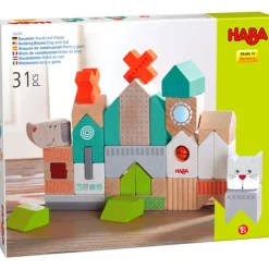 Haba Blocs De Construction En Bois Chien Et Chat- Planchettes Et Construction En Bois