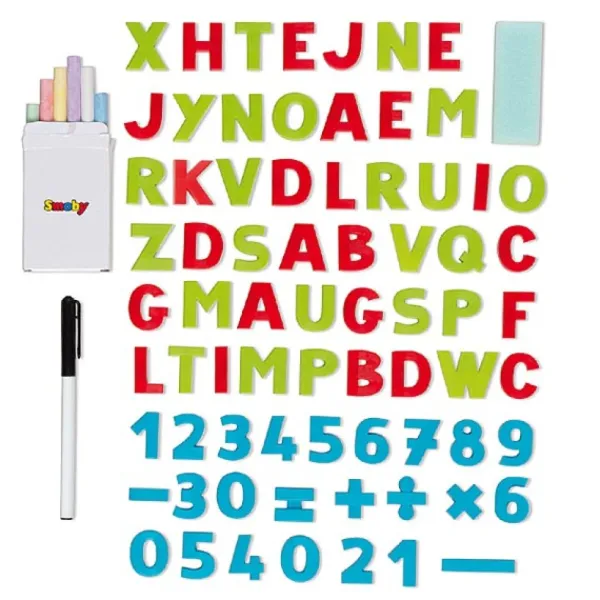 Smoby Bureau Modulo Space - 2 En 1 Pupitre En Bois A Tableau - Ardoise Double Face - Magnetique/Craie - 60 Accessoires- Tableaux, Ardoises