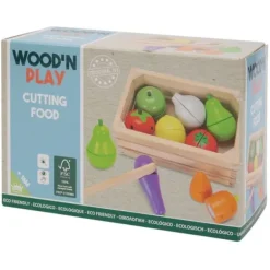 WOOD N PLAY Cuisine Et Dinette|Cagette De Fruits Et Legumes En Bois A Découper