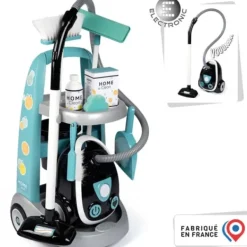 Smoby Nettoyage, Ménage|Chariot De Ménage + Aspirateur Electronique - 9 Accessoires
