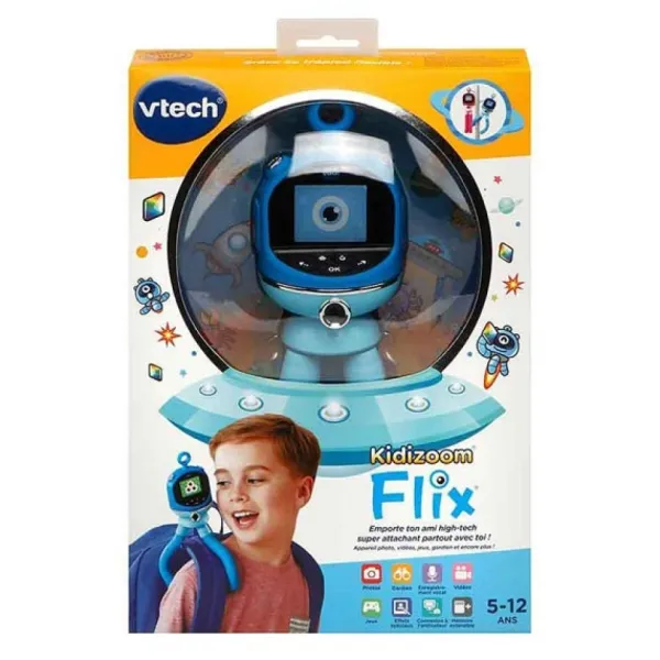 VTech Compagnon Interactif Kidizoom Flix Bleu- Appareils Photo Et Camera