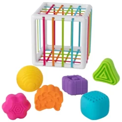 Fat Brain Toys Cube A Formes Sensorielles Inny Bin- Jouets À Emboîter, À Empiler