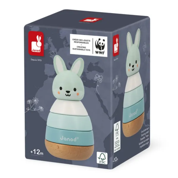Janod Empilable Lapin - Partenariat Wwf®- Jouets À Emboîter, À Empiler