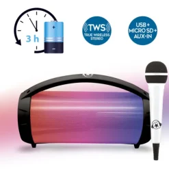 Music Star Enceinte Bluetooth Lumineuse Noir 50 Watts Avec Micro- Enceintes Bluetooth Et Casques Audio