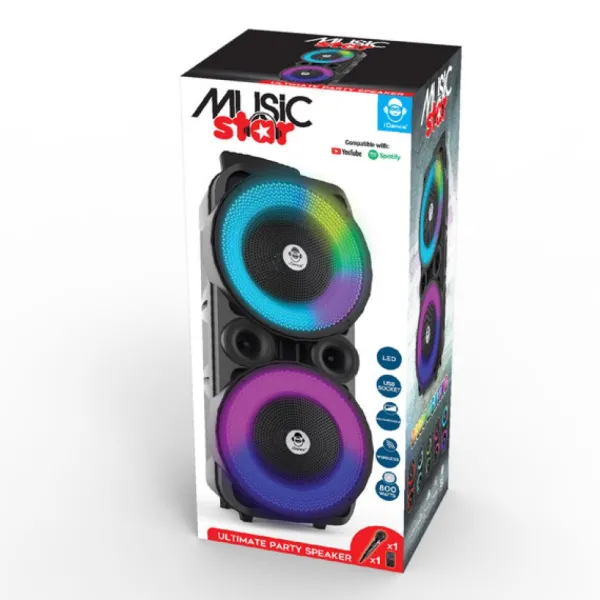 Music Star Enceinte Musicale Avec Jeux De Lumiere Djx-801- Enceintes Bluetooth Et Casques Audio