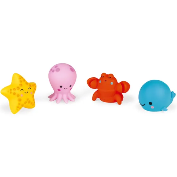 Janod Gicleurs Pour Le Bain 4 Animaux De La Mer- Jouets Pour Le Bain