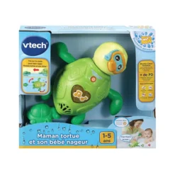 VTech Jouet De Bain - Maman Tortue Et Son Bebe Nageur- Jouets Pour Le Bain