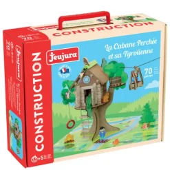 Jeujura La Cabane Perchee Et Sa Tyrolienne En Bois 70 Pieces- Planchettes Et Construction En Bois