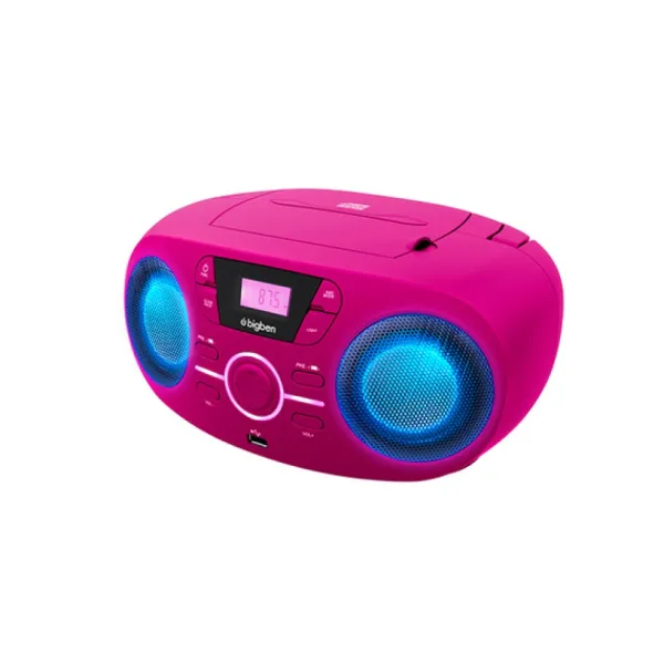 Bigben Lecteur Cd/Usb Portable Lumineux Rose- Enceintes Bluetooth Et Casques Audio