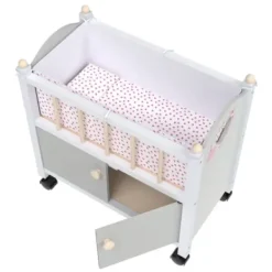 LOVE BEBE Accessoires Poupons|Lit De Poupon En Bois Avec Roues 50 Cm