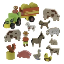 Jeujura Ma Premiere Grande Ferme En Bois 130 Pieces- Planchettes Et Construction En Bois