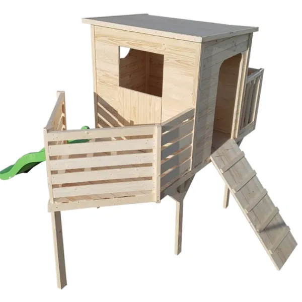 LG Distribution Maison En Bois Bateau Avec Toboggan- Cabanes Et Maisonnettes