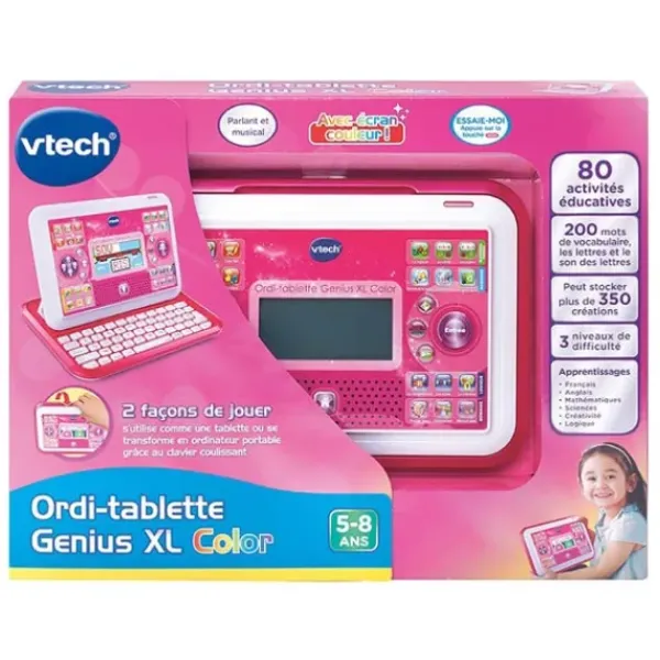 VTech Ordinateurs Et Jeux Interactifs|Ordinateur Tablette Genius Xl Color Rose