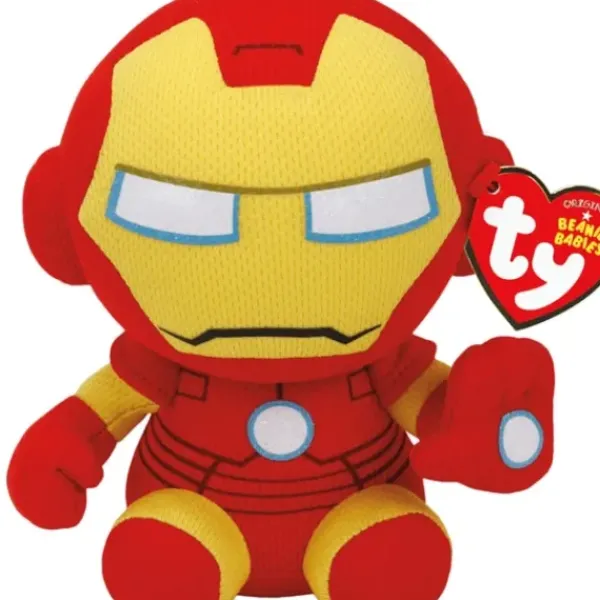 TY Peluches Super-héros Et Personnages|Peluche Beanie Babies Marvel - Iron Man 15 Cm