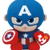 TY Peluches Super-héros Et Personnages|Peluche Beanie Babies Marvel - Captain America 15 Cm