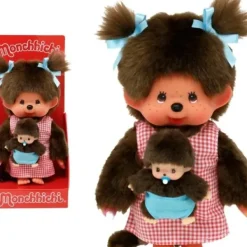 Bandai Peluches Animaux Et Autres|Peluche Kiki Monchhichi Maman Rose