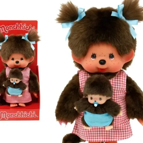 Bandai Peluches Animaux Et Autres|Peluche Kiki Monchhichi Maman Rose