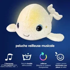 Pabobo Peluche Veilleuse Musicale Beluga- Veilleuses
