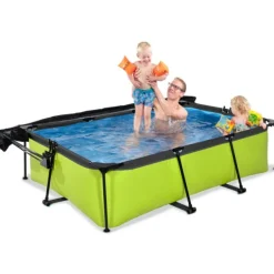 Exit Toys Piscine Lime 220 X 150 X 65 Avec Pompe Filtrante Et Voile D'Ombrage- Bouées Jeux Gonflables Et Piscines