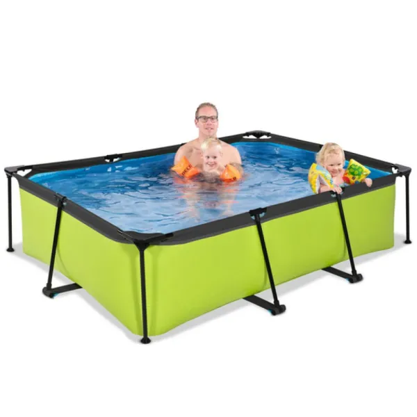 Exit Toys Piscine Rectangulaire Lime 220 X 150 X 65 Avec Pompe Filtrante- Bouées Jeux Gonflables Et Piscines