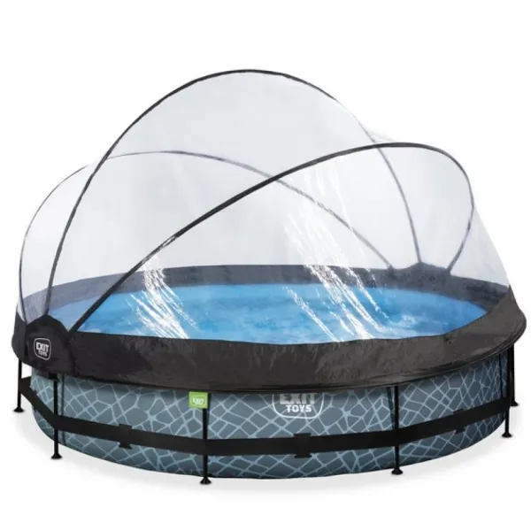 Exit Toys Piscine Stone 360 X 76 Avec Pompe Filtrante Et Dome- Bouées Jeux Gonflables Et Piscines