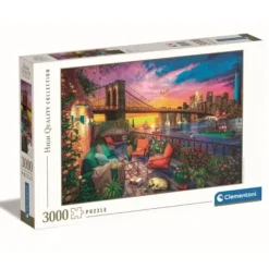 Clementoni Puzzles Adultes|Puzzle 3000 Pieces - Manhattan Balcony Sunset