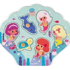 Janod Puzzles Bois|Puzzle En Bois Happy Mermaids 6 Pieces