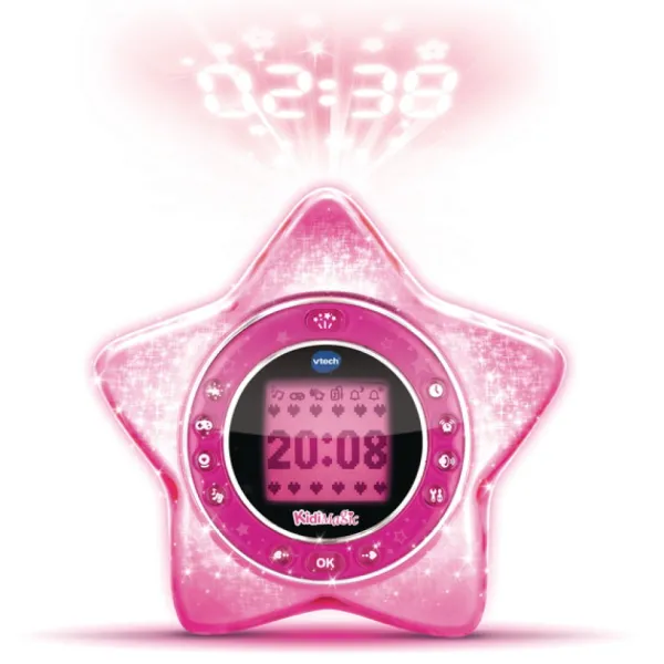 VTech Radio Réveil Projecteur Kidimagic Starlight Rose- Radios Réveil