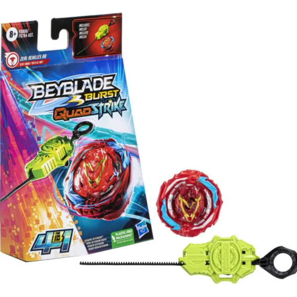 Hasbro Starter Pack Beyblade Burst Quadstrike - Toupie Zeal Achilles A8- Jeux De Récréation