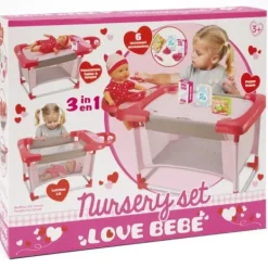 LOVE BEBE Accessoires Poupons|Table A Langer Poupon 6 Accessoires - Nursery 3 En 1