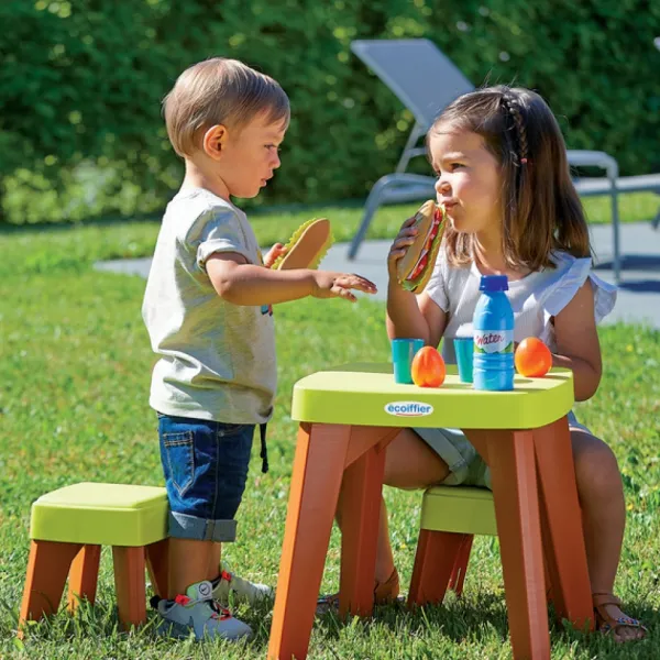 Ecoiffier Table Pique-Nique Avec 2 Tabourets- Tables Et Chaises De Jardin