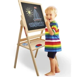 Creamania Tableau En Bois Naturel Double-Face- Tableaux, Ardoises