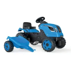 Smoby Tracteur Farmer Xl Bleu + Remorque- Tracteurs À Pédales