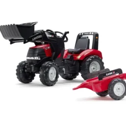 Falk Tractopelle A Pedales Case Ih Puma 240 Cvx Avec Remorque- Tracteurs À Pédales